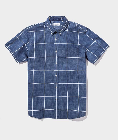 Saturdays NYC Blue Cotton Esquina Reverse Print Shirt