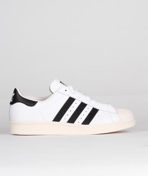 Adidas White and Black Leather Originals Superstar 80S Shoes