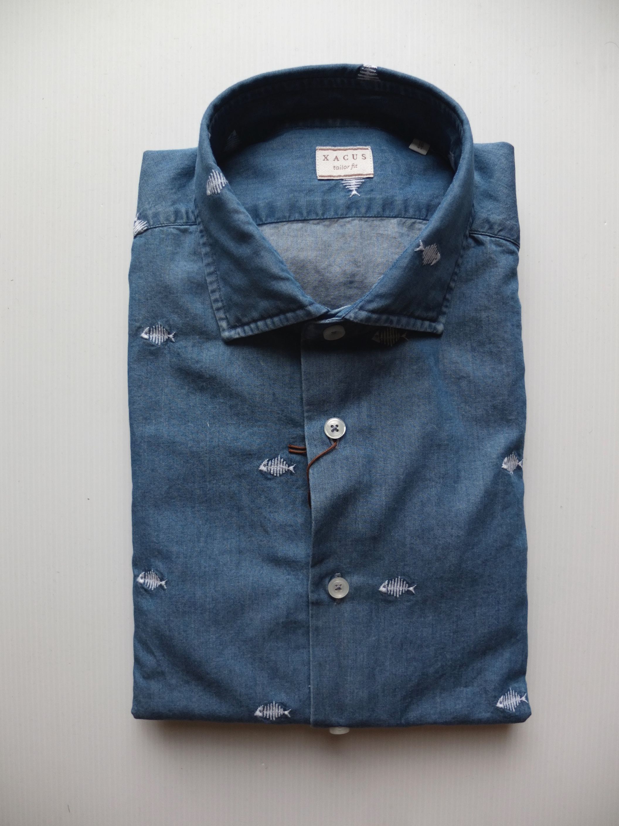 Xacus Shirt Collar cutaway Blue Canvas