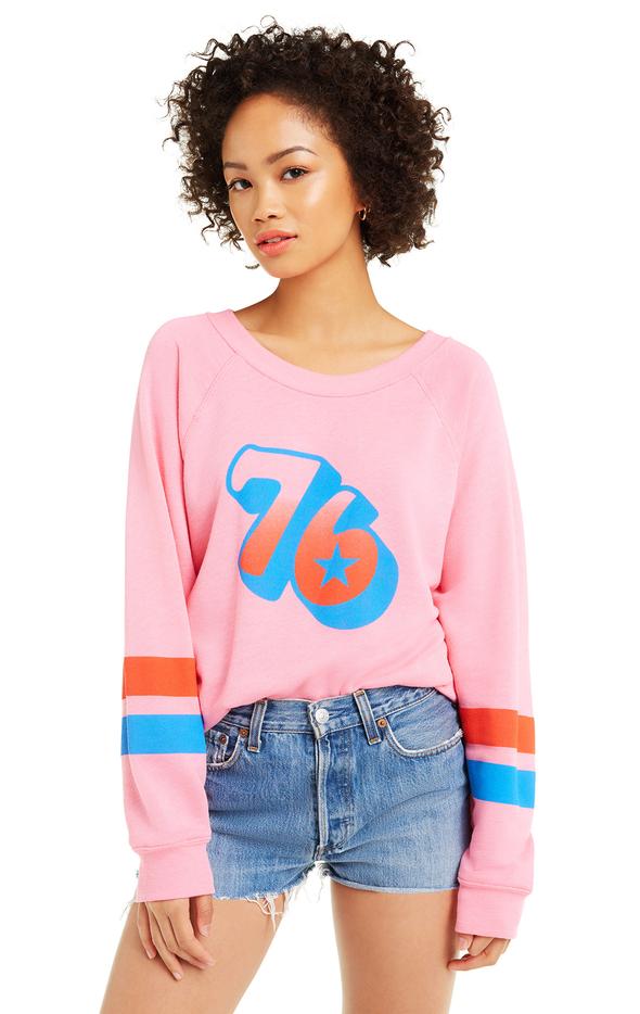 Wildfox Track 76 Sweater in Bubblegum Pink