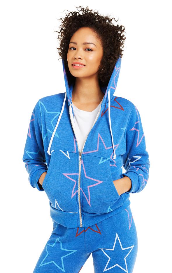 Wildfox Regan Zip Up Hoody in Starlight Blue