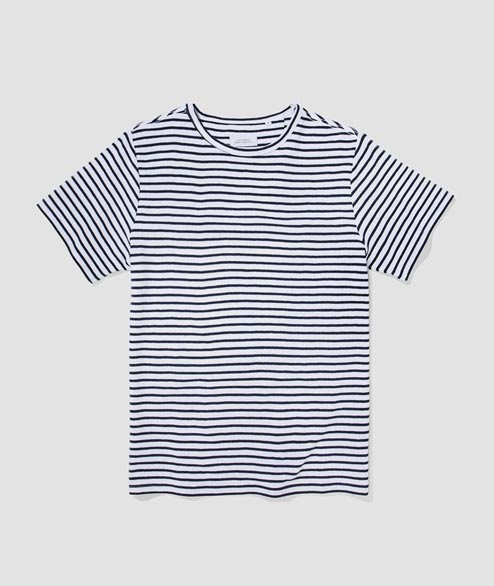 Saturdays NYC White Navy Cotton Brandon Feeder T Shirt