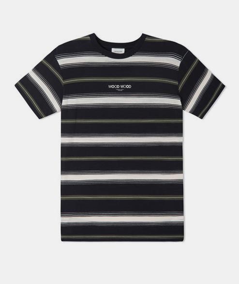Wood Wood Navy Stripe Cotton Perry T Shirt