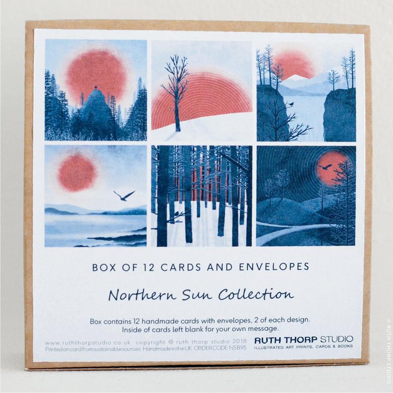 Ruth Thorp Studio Northern Sun Collection - Box of 12 cards and envelopes