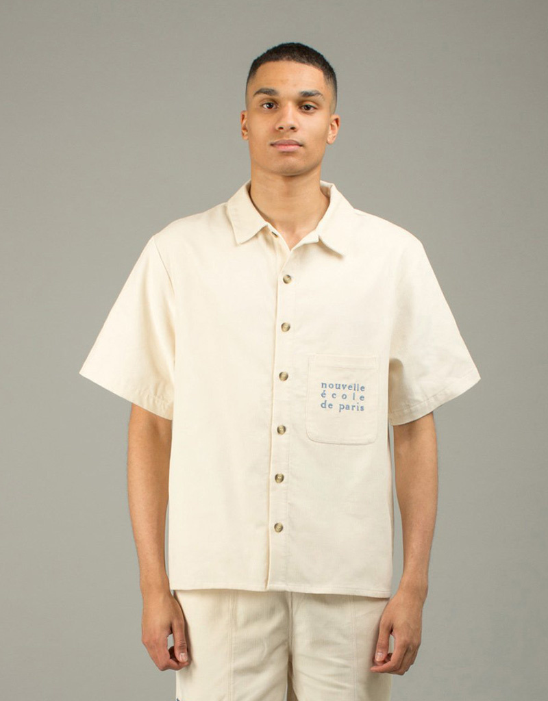 North Hill Paris Off White Cotton Corduroy Shirt