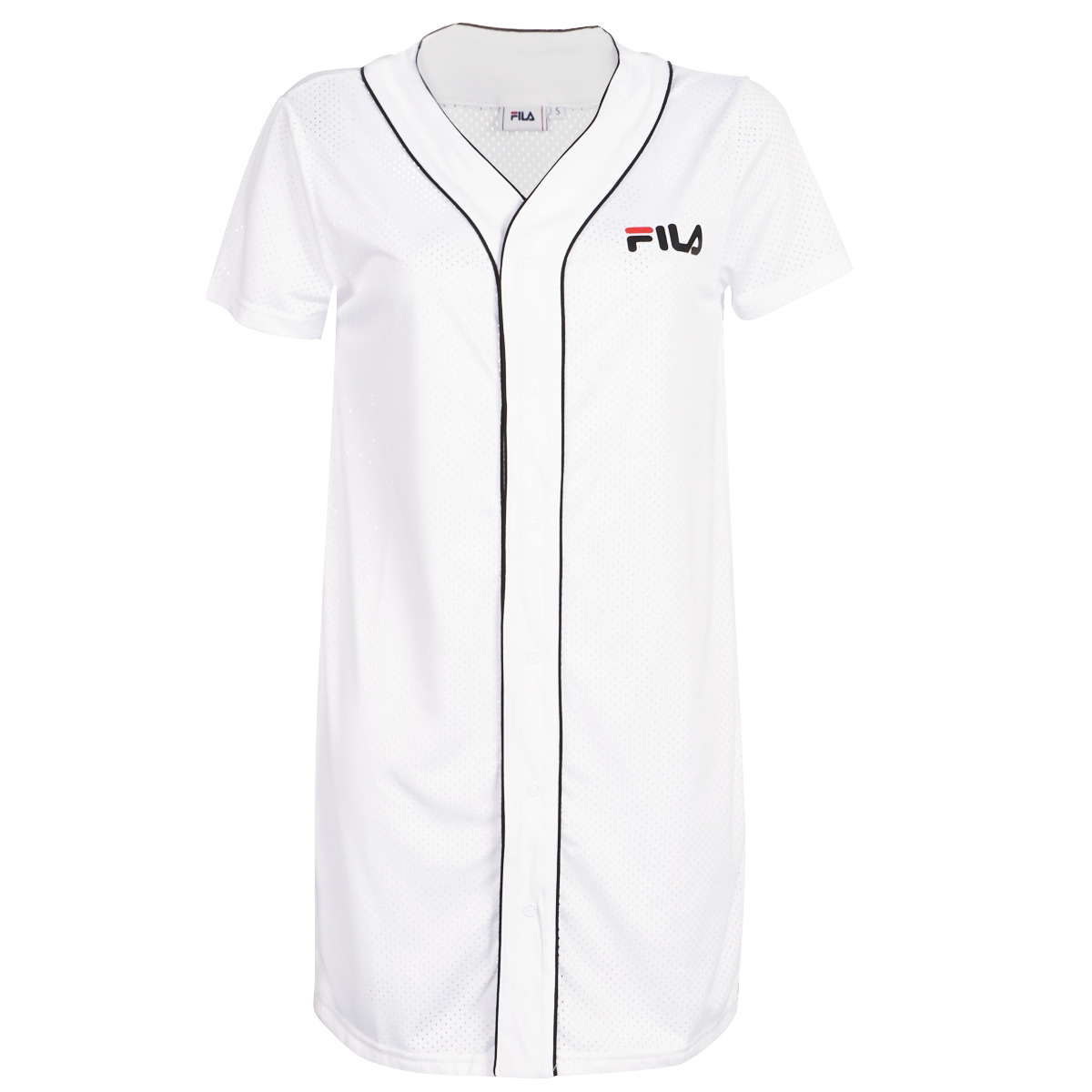 Trouva Bright White Polyester Robin Button Baseball Dress