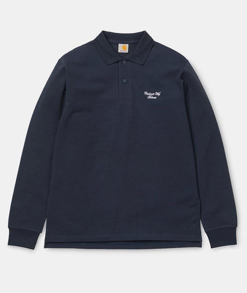 Carhartt Navy White Cotton Hand Script Pique Polo