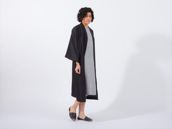 Folkdays Black Arun Silk Robe