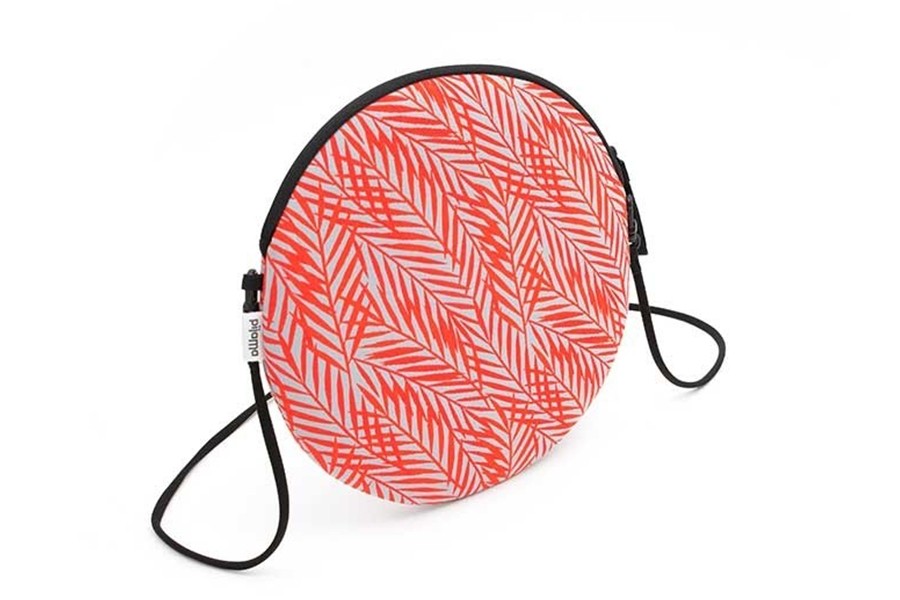 Pijama Circle Cross Bag with Detachable Shoulder Strap in Orange Fern Leaves Print