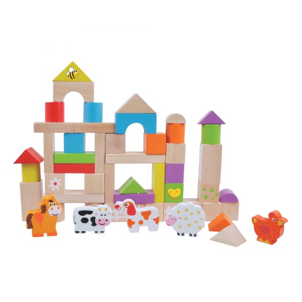 Jumini Wooden Farm Building Blocks 50 Pieces