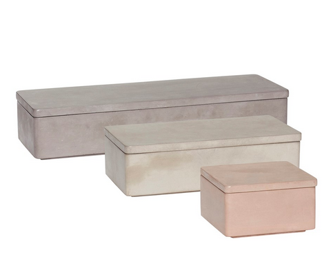 Hubsch Concrete Storage boxes with Lid Set of 3