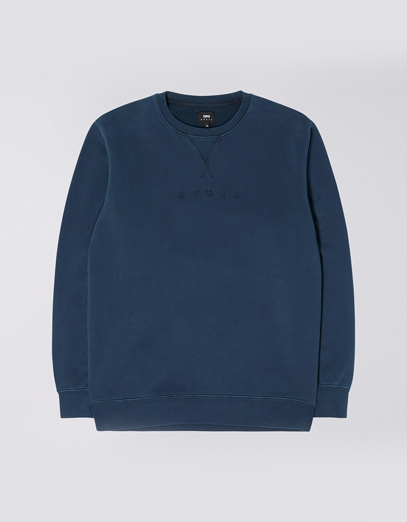 Edwin Navy Cotton Katakana Heavy Felpa Sweatshirt