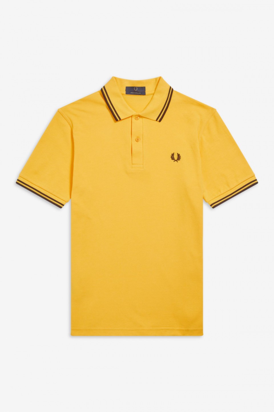 Fred Perry Maize and Dark Chocolate Cotton Twin Tipped Polo Shirt