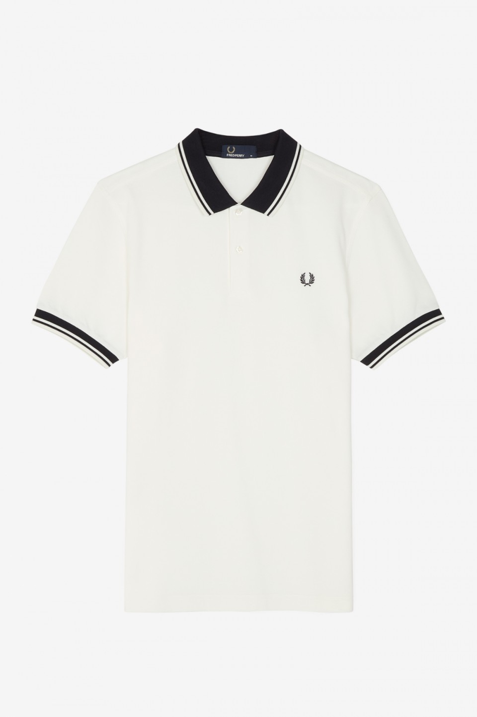 Fred Perry Snow White Cotton Contrast Rib Pique Polo Shirt