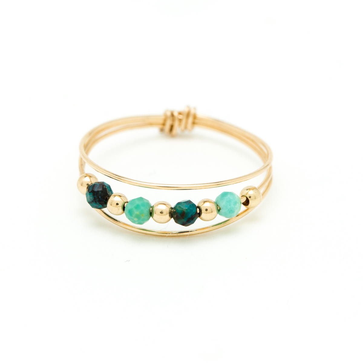 YAY Turquoise Gold Plated Triple Riviera Ring