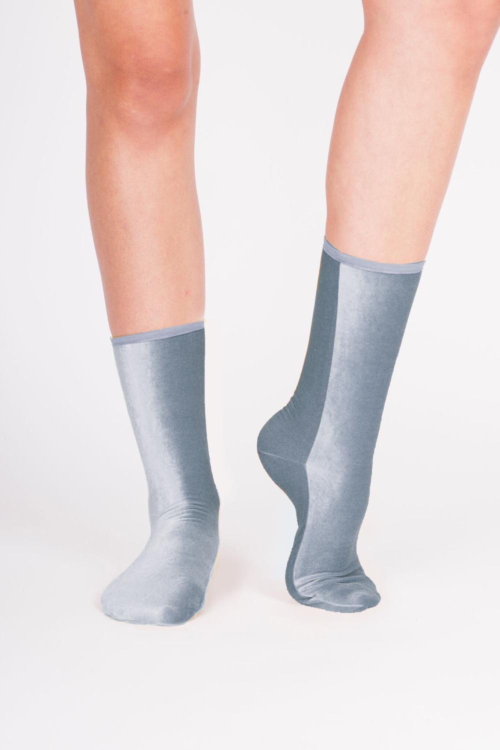 Simone Wild Silver Velvet Ankle Sock