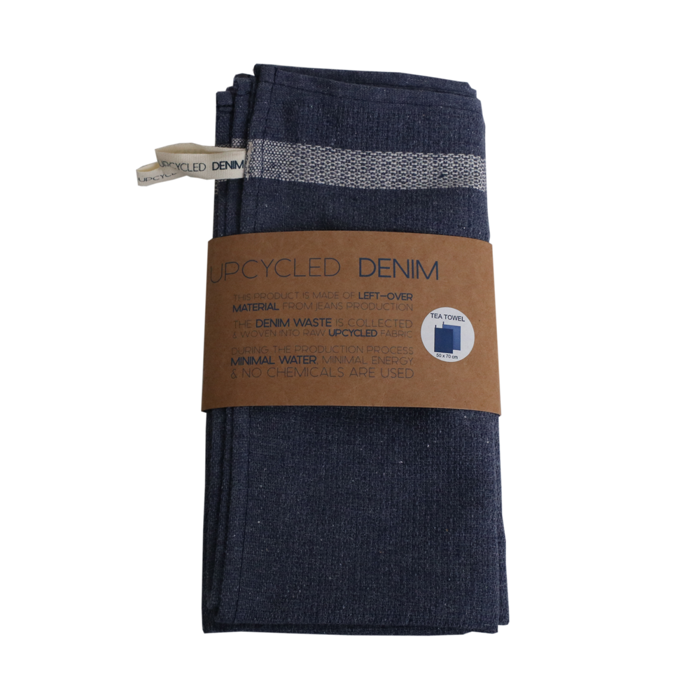 Upcycled Denim Dark Blue Upcycled Denim Tea Towel