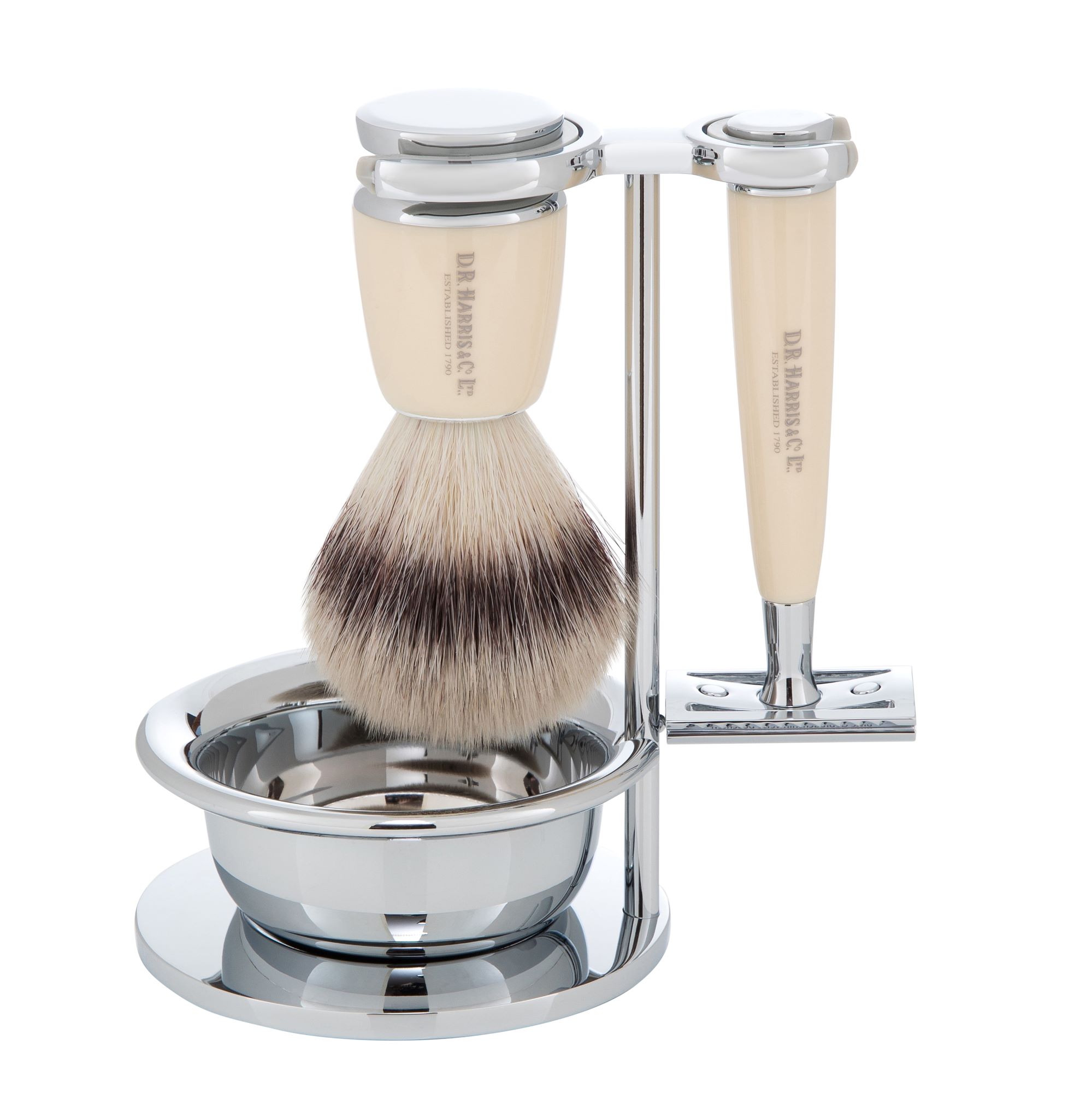 D. R. Harris Synthetic 4-Piece Shaving Set With Safety Razor 