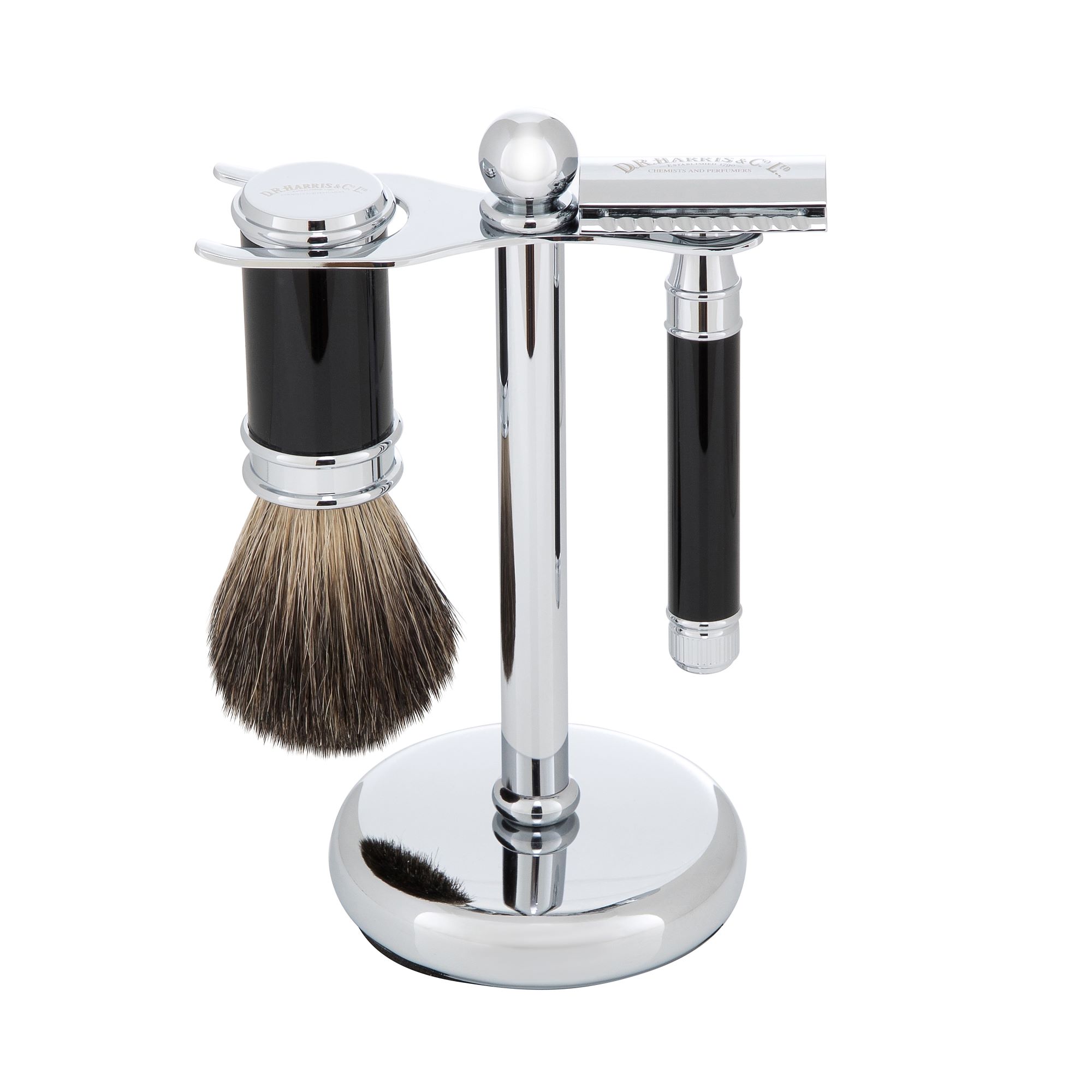 D. R. Harris 3-Piece Shaving Set with Safety Razor - Ebony 