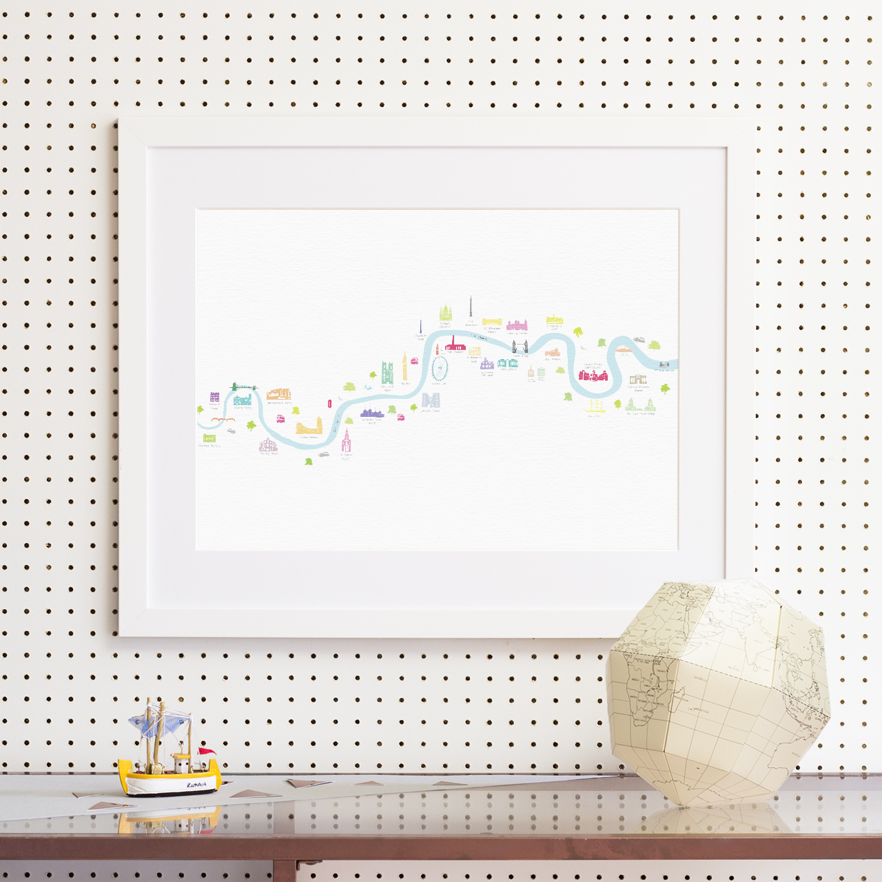 Holly Francesca Map of Thames Barrier to Barnes Bridge - A3 Print