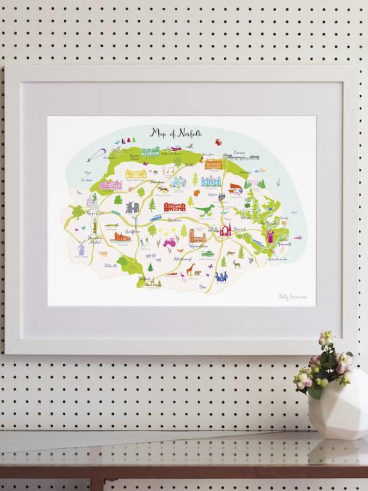 Holly Francesca Map of Norfolk A3 Print