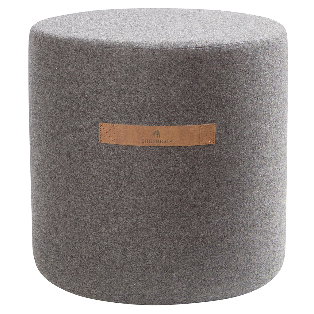 Shepherd of Sweden Circular Granite grey 100% Sara wool pouffe (40cm x 40cm)