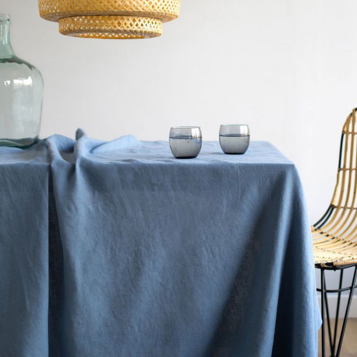 Simla Table cover linen stoneware blue