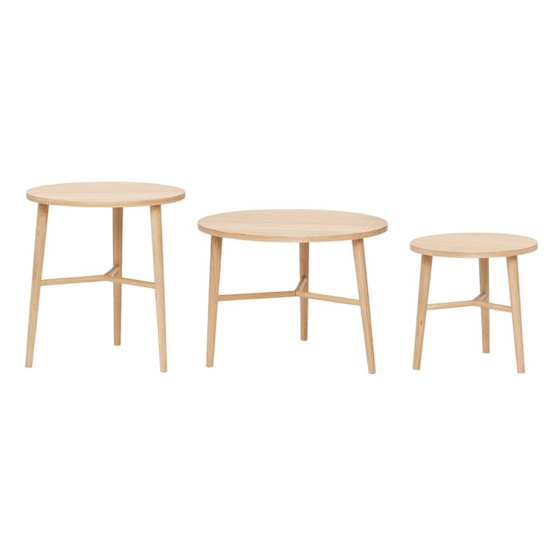 Hubsch Natural Oak Wood Center Anka Auxiliary Table ø40cm