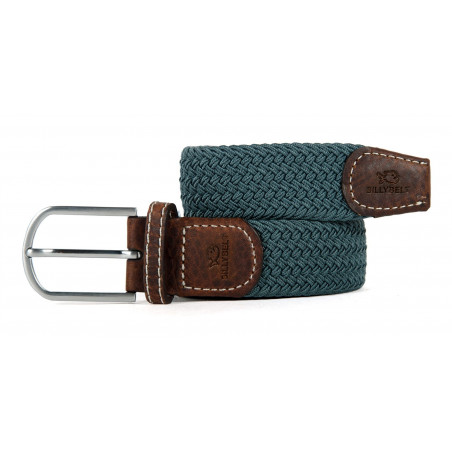 BILLYBELT Navy Grey Elastic Woven Leather Belt