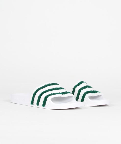 Adidas Originals White Green Adilette Slides