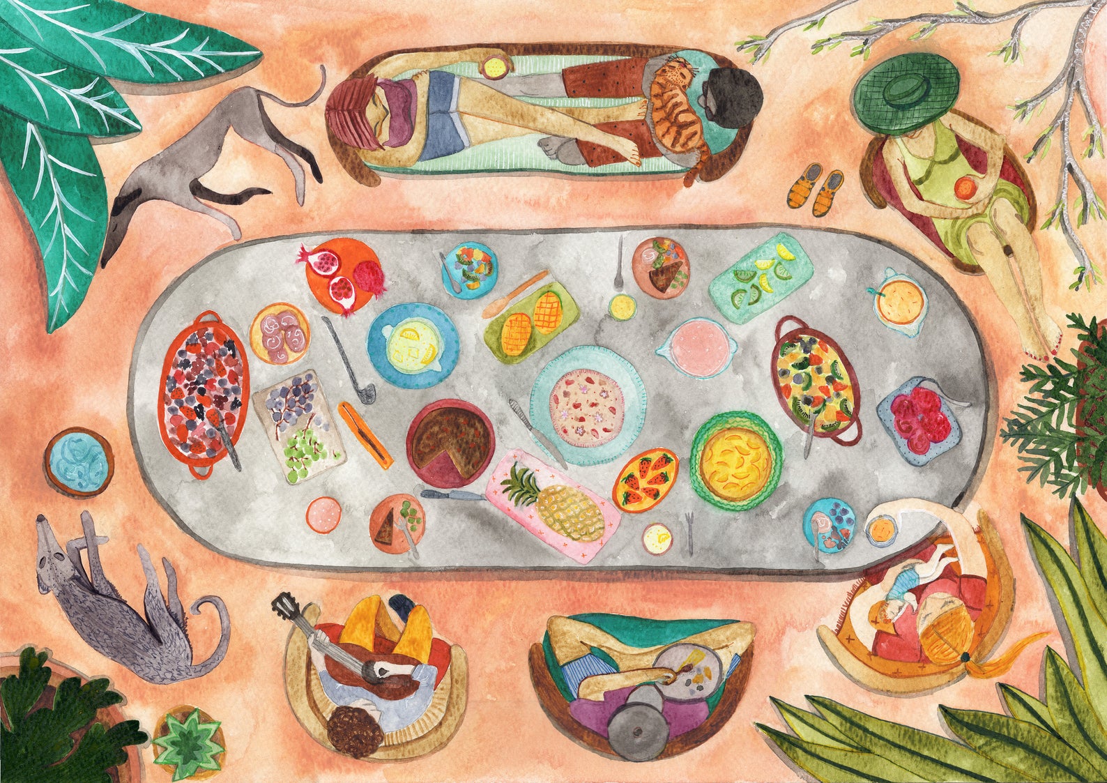 Hattie Buckwell Alfresco Feast - A3 Print