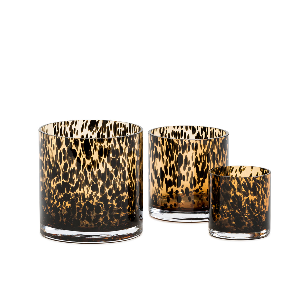 Dekocandle Set of  1 Small and 1 Medium Vase Leopard Spotted