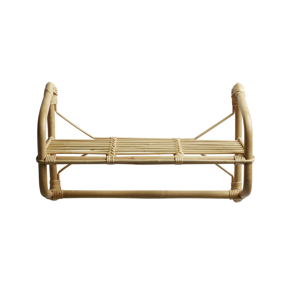 Tine K Home Wall Hanging Rattan Shelf with Rail