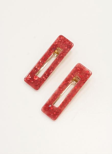 Collection & Co Set Of Two Raspberry Hair Clips