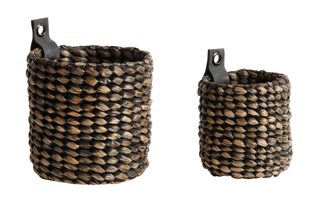 Muubs Set of 2 Mini Black Water Hyacinth Baskets