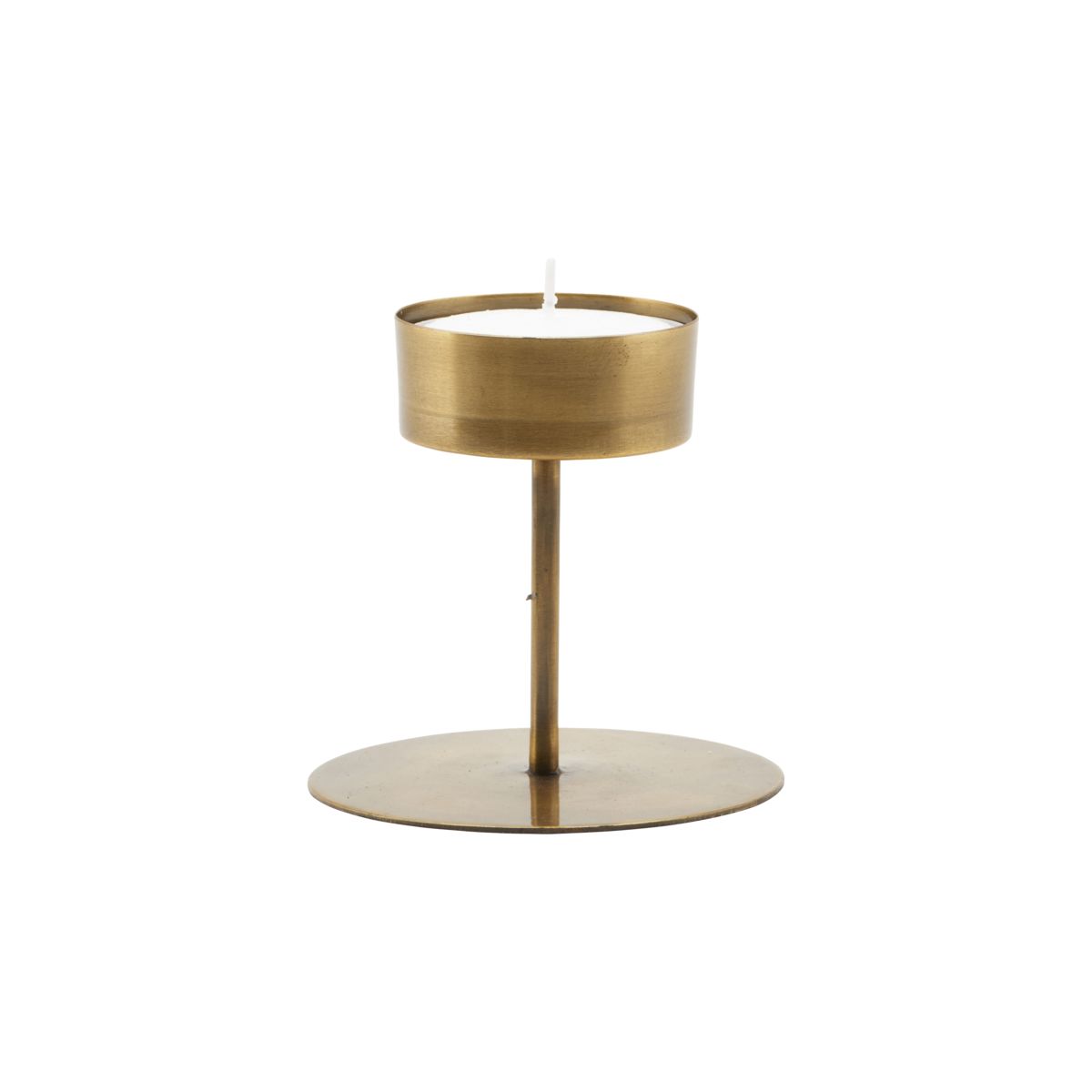 House Doctor 10.5cm Round Antique Brass Iron Candle Stand