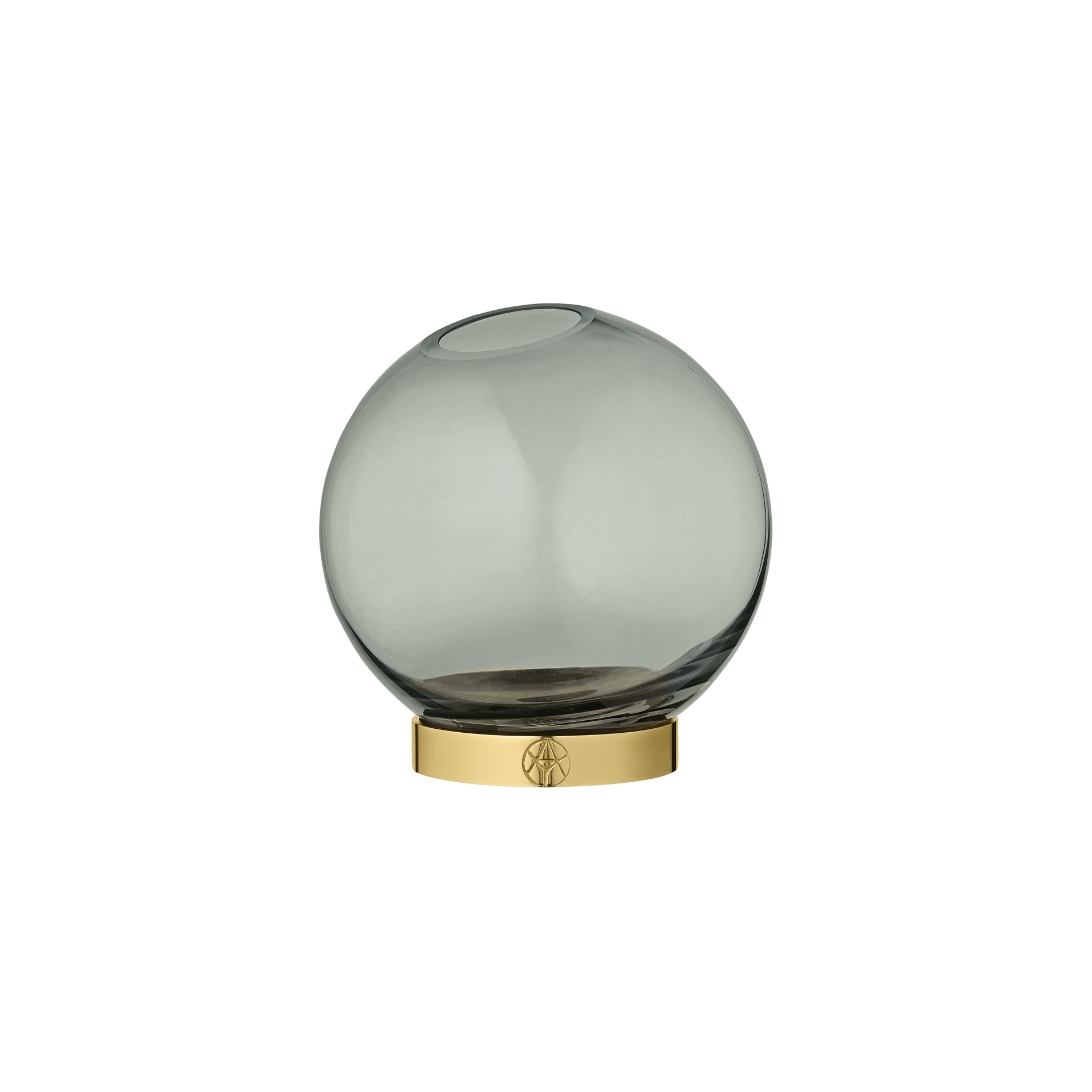 AYTM Small Forest Glass and Brass Globe Vase