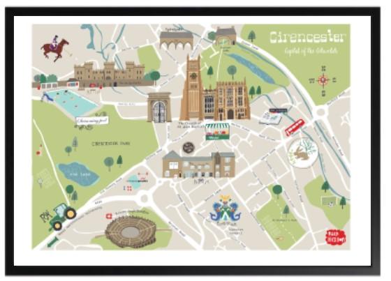 Trouva: Cirencester Cotswolds Map A3 Print