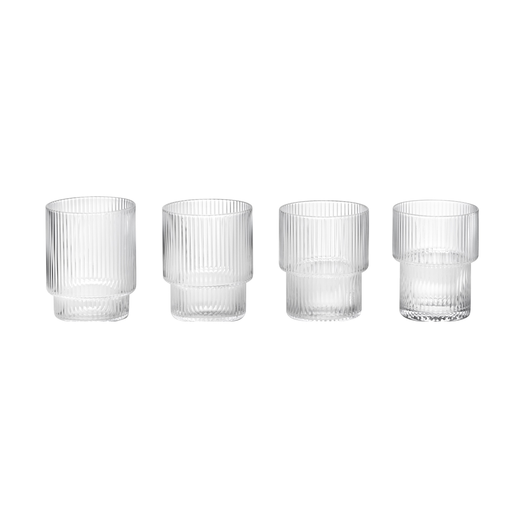 Ferm Living Set of 4 Clear Ripple Glasses