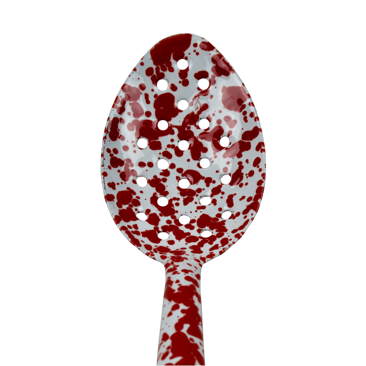 Crow Canyon Home Enamel Splatterware Slotted Spoon - Red