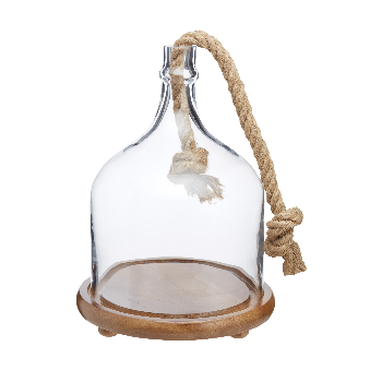 Artesa Glass Cloche With Wooden Base