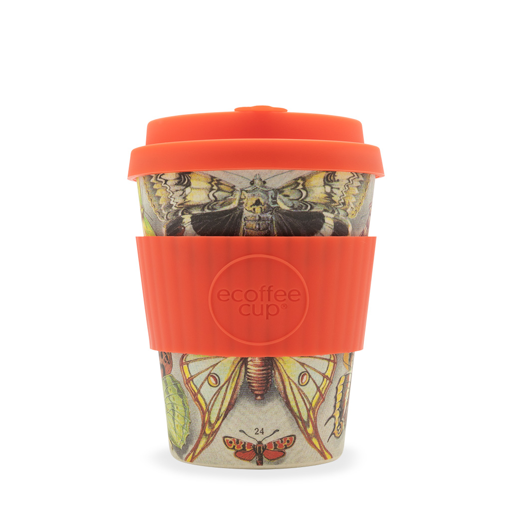 Ecoffee Cup Medium Orange Butterflies Farfalle Ecoffee Cup