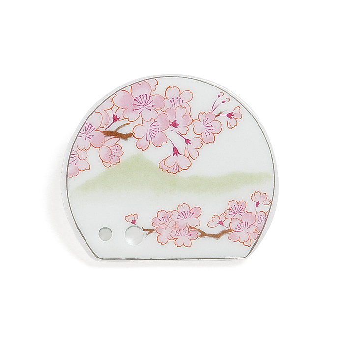 Shoyeido Decorative Porcelain Incense Holder with Cherry Blossom Painting 