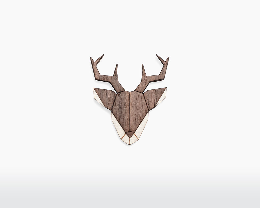 Wooden Amsterdam Natural Maple and Walnut Deer Brooch