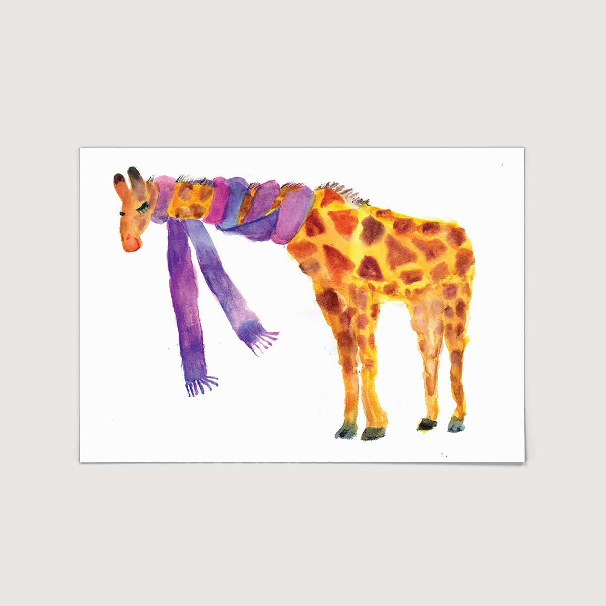 Rosie Webb  Giraffe in a Scarf A3 Art Print