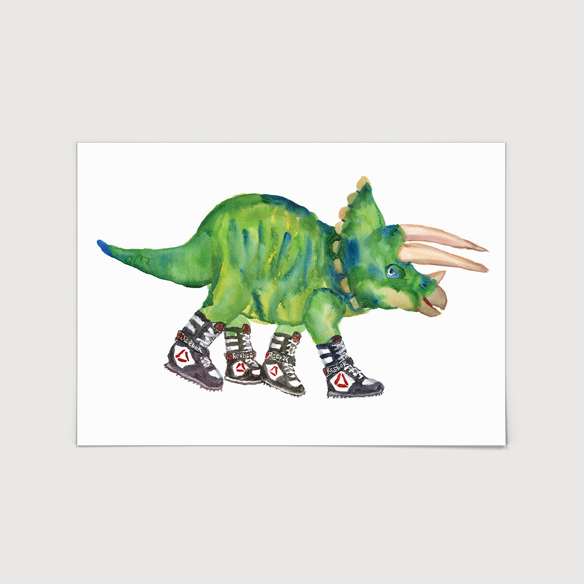 Rosie Webb  Triceratops in High Tops - A3 Art Print