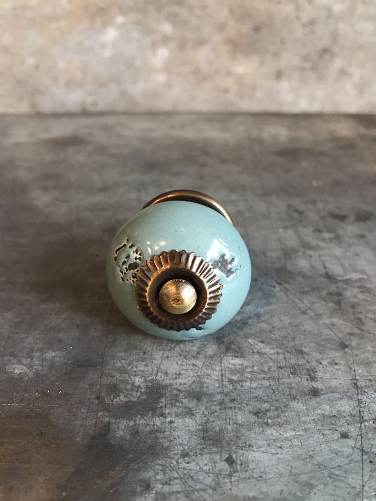 De Weldaad Sea Green and Brass Ceramic Knob