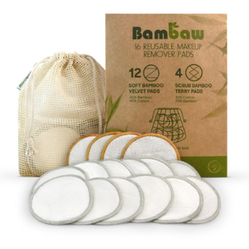 Bambaw Pack of 16 Natural Reusable Makeup Remover Pads