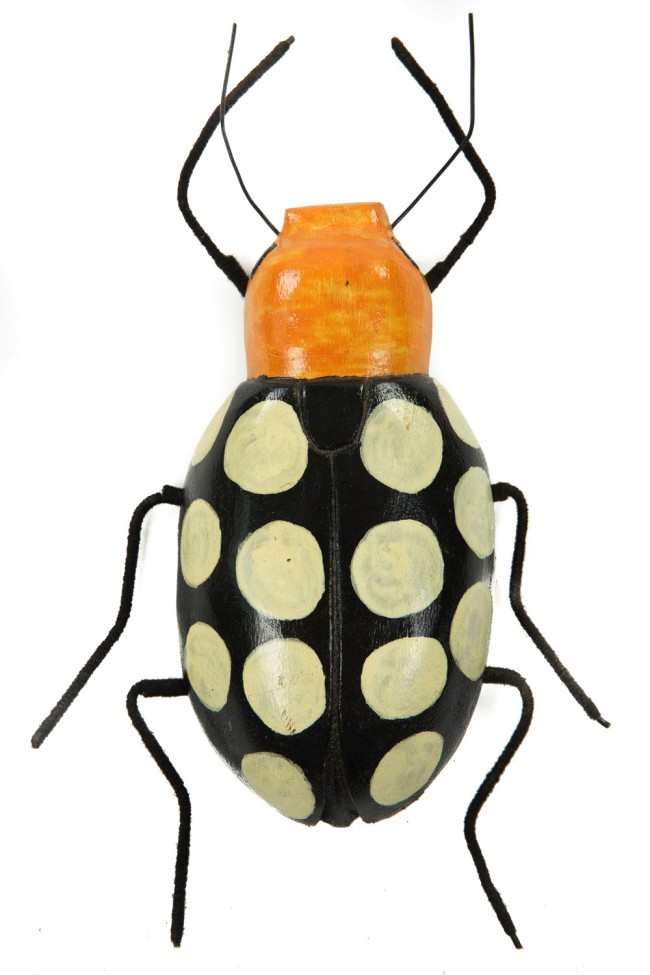 Stapelgoed Black Ecru and Orange Wooden Ladybug