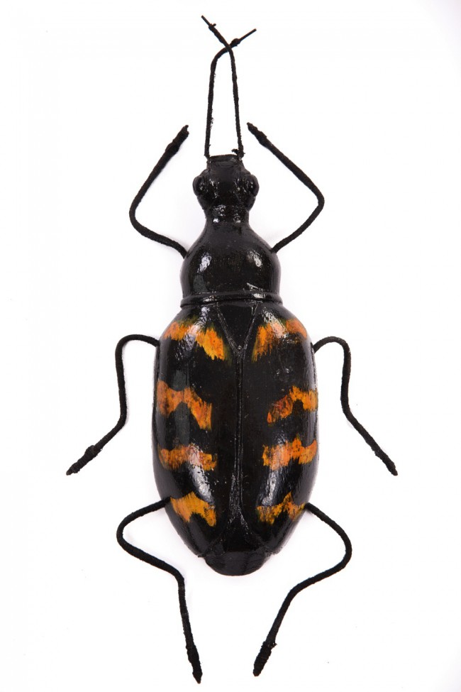 Stapelgoed 30cm Black Wooden Striped Beetle